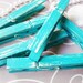 Peacock & Cream (Teal/Ivory) Distressed Clothes Pins - Beach Chic 6 Pack