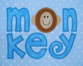 Monkey Word Machine Embroidery Design Applique 5x7