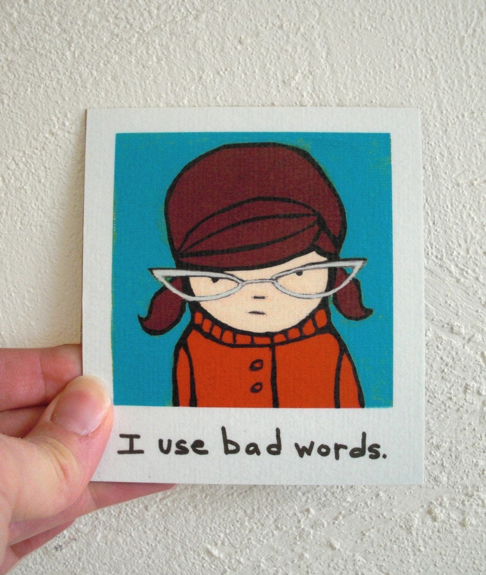 Brunette Bad Words Swearing Girl, 60s Retro Inspired, Funny Magnet