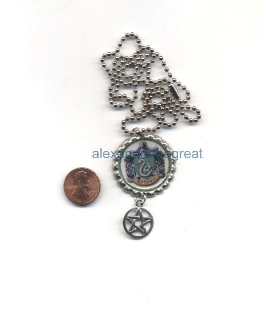 Harry Potter Inspired - Slytherin Crest 2 - Bottle Cap Necklace / Pendant / Jewelry / Charm / Cell Phone Strap - FREE SHIPPING