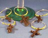 Black Cross Wine Charms