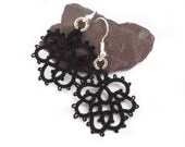 Black lace earrings tatting lace jewelry