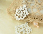 Bridal white lace earrings lace bridal jewelry