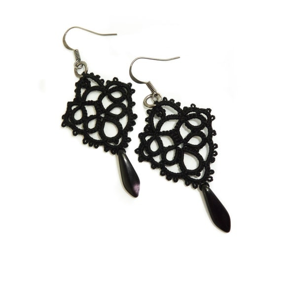 Black lace earrings lace jewelry