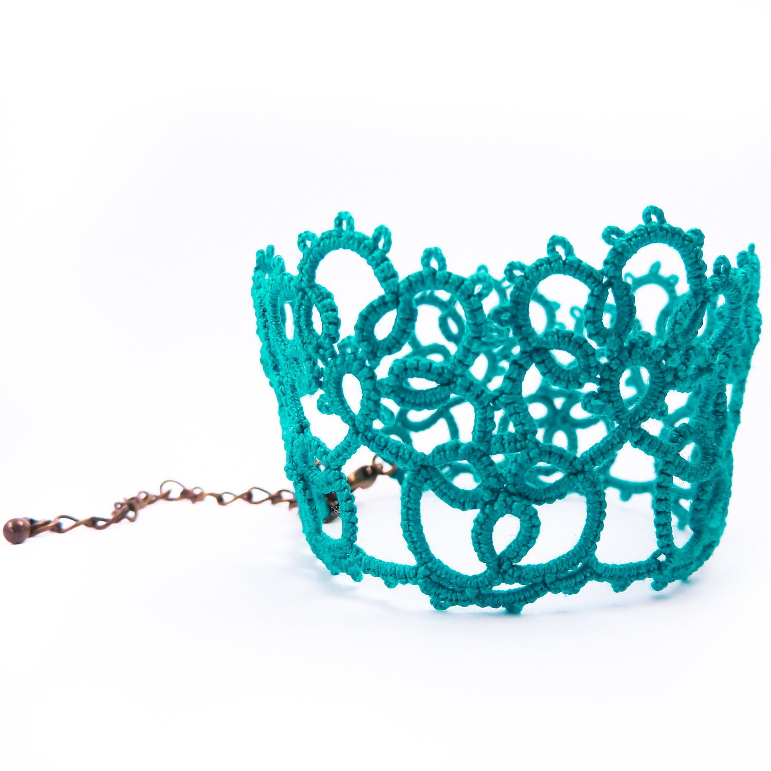 Teal lace cuff bracelet retro Victorian vintage inspired jewelry bridesmaid gift Lace fashion