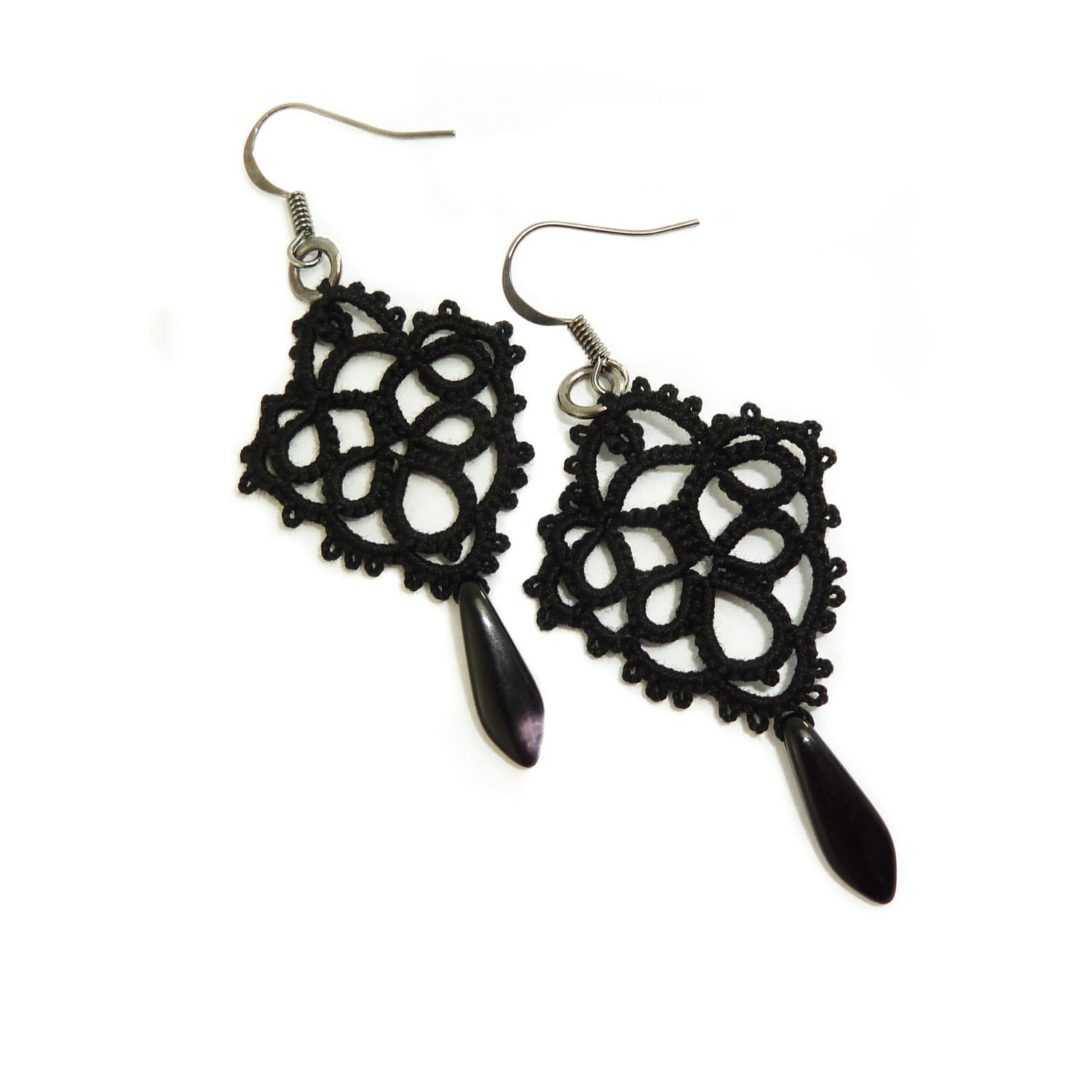 Black lace earrings lace jewelry