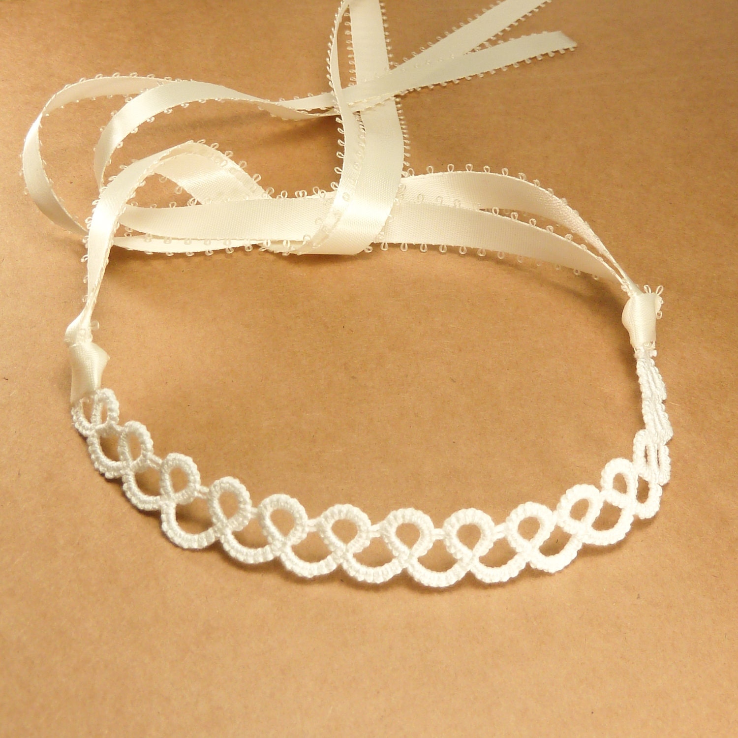 Wedding lace necklace choker satin ribbon - handmade lace jewelry rustic victorian bride vintage inspired retro bridal fashion - white