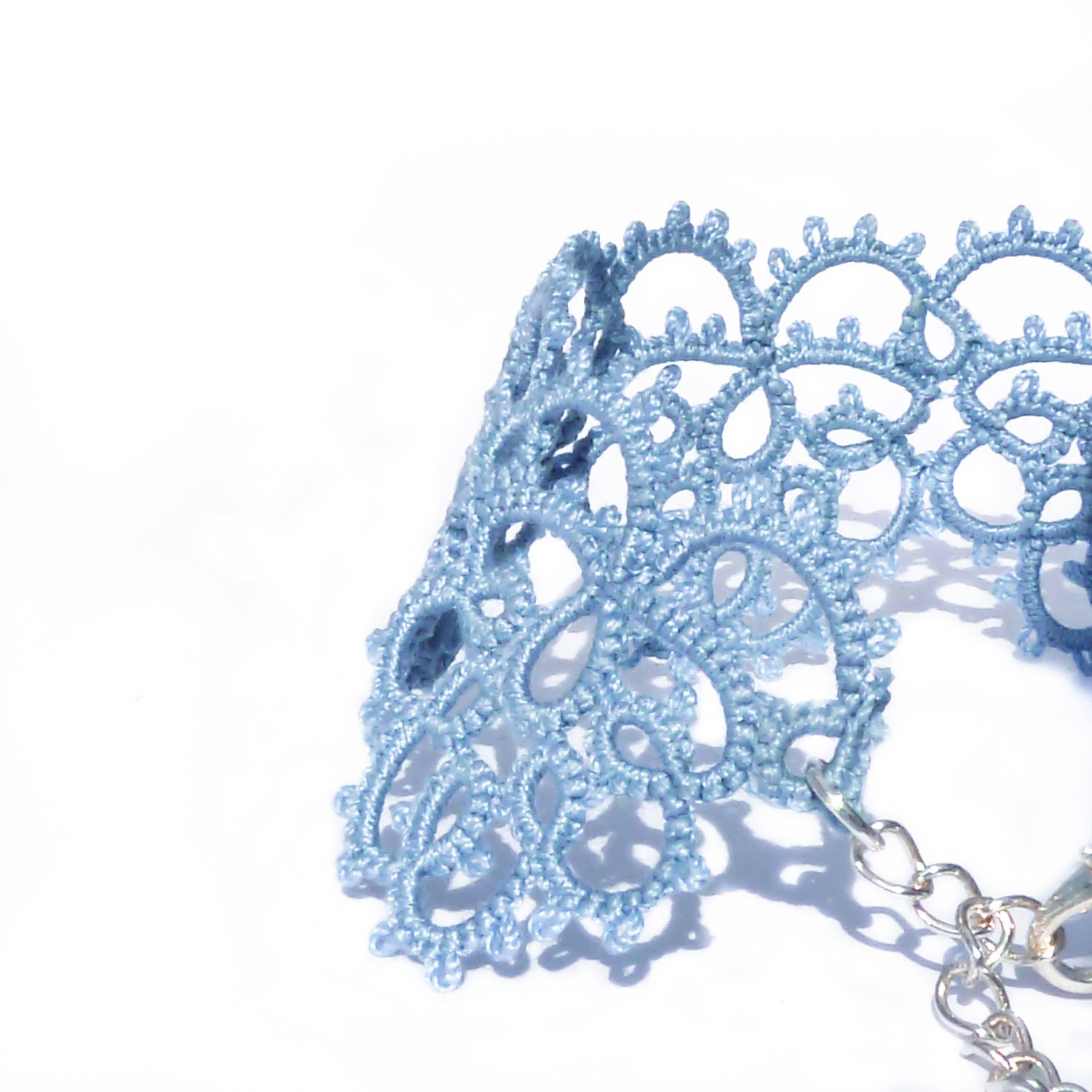 CLEARANCE - Luxurious dusk blue lace bracelet handmade lace cuff