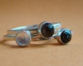 Smokey Quartz Gemstone Stacking Ring set - rose cut - size 7