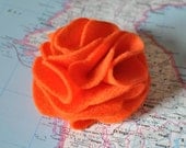 Orange Felt Carnation Brooch