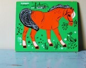SALE...Vintage Horse Playskool Wooden Tray Puzzle