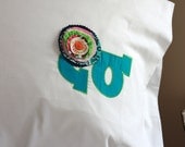 Custom Made Personalized Pillowcase with Flower and Vintage Button