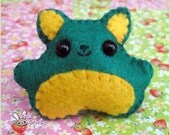 Green and Yellow Felt Kitty Broach