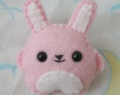 Pink and White Felt Bunny Brooch