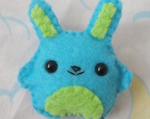 Teal and Green Felt Bunny Brooch