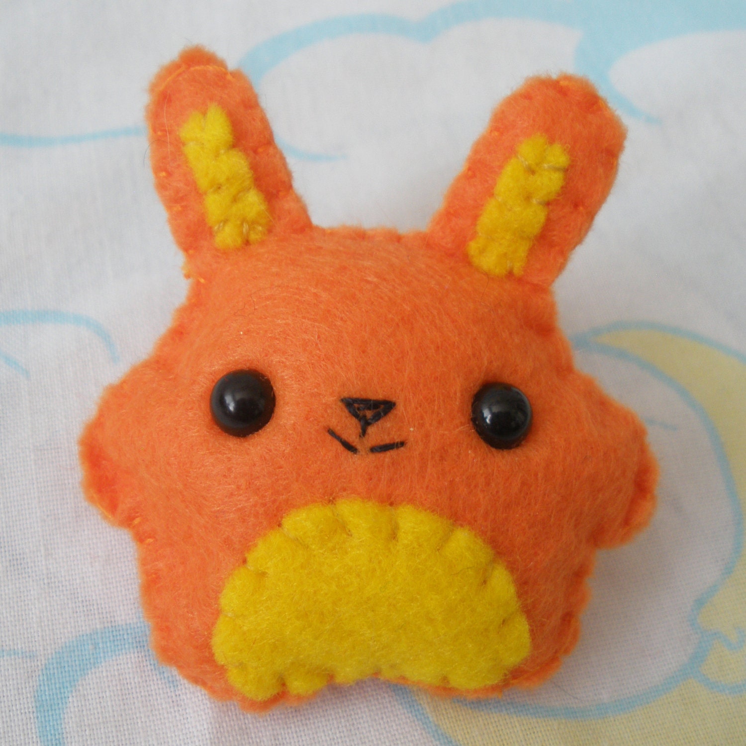 Orange and Yellow Felt Bunny Brooch