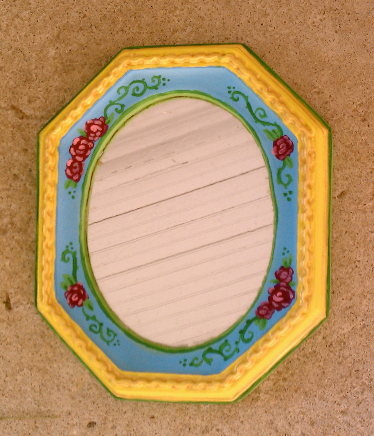 Rose Folk Art Mini Wall Mirror