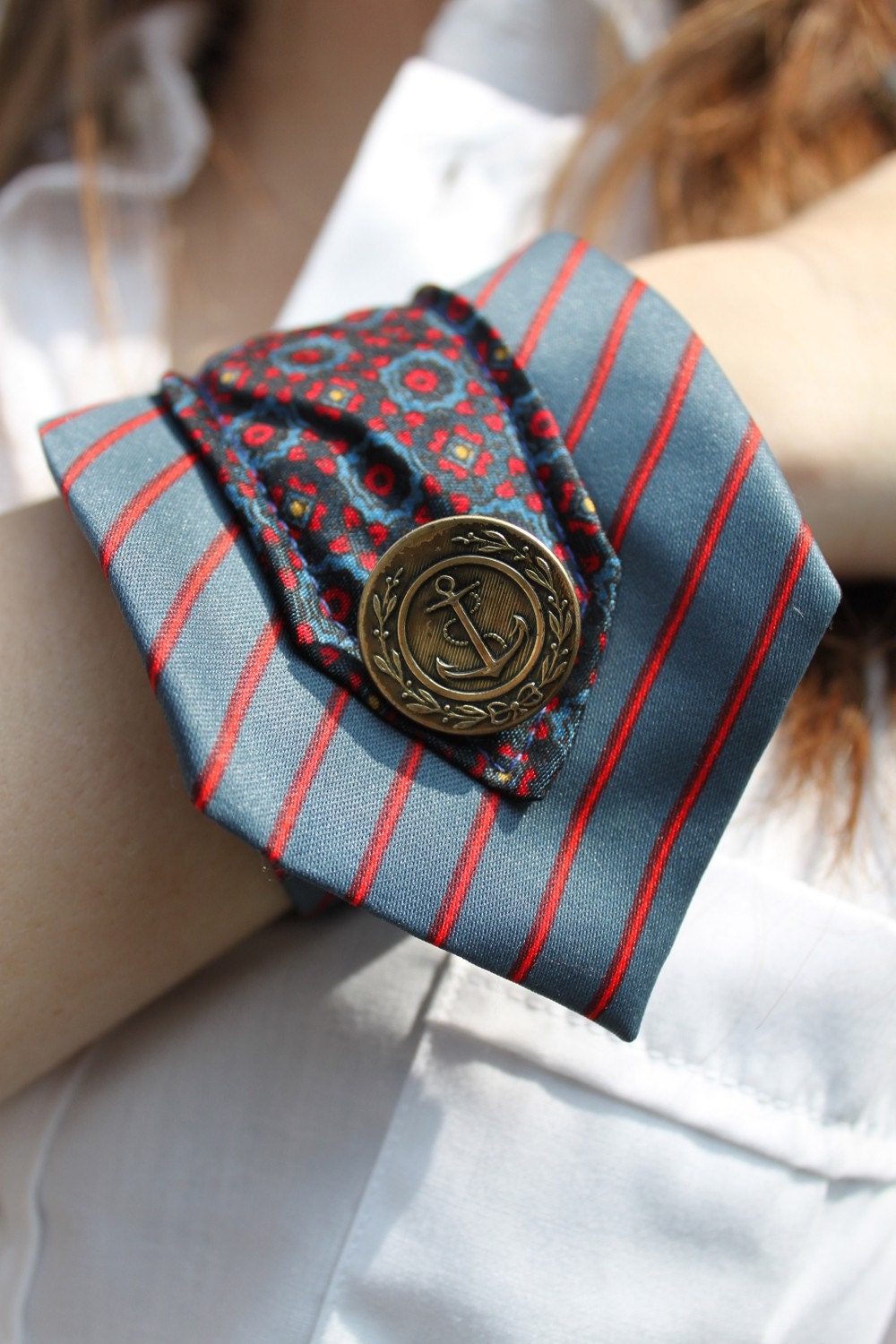 vintage silk wrist wrap - a reconstucted and upcycled tie