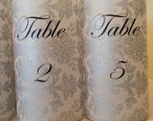 Table Number Luminaries Silver Damask -Set of 20-READY TO SHIP