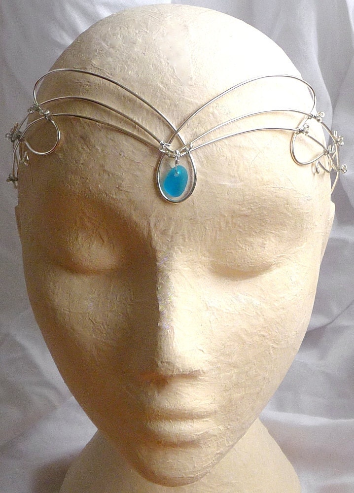 Art Nouveau Seaglass Circlet, handmade