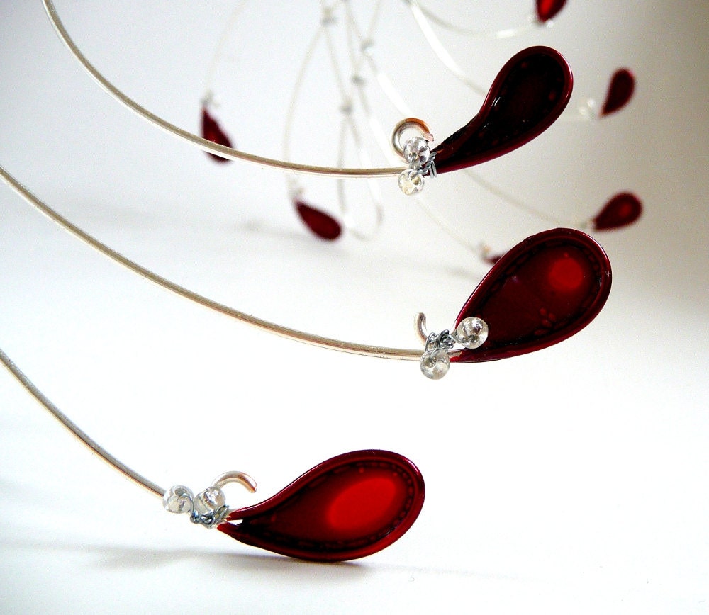 Silver and deep red circlet, handmade