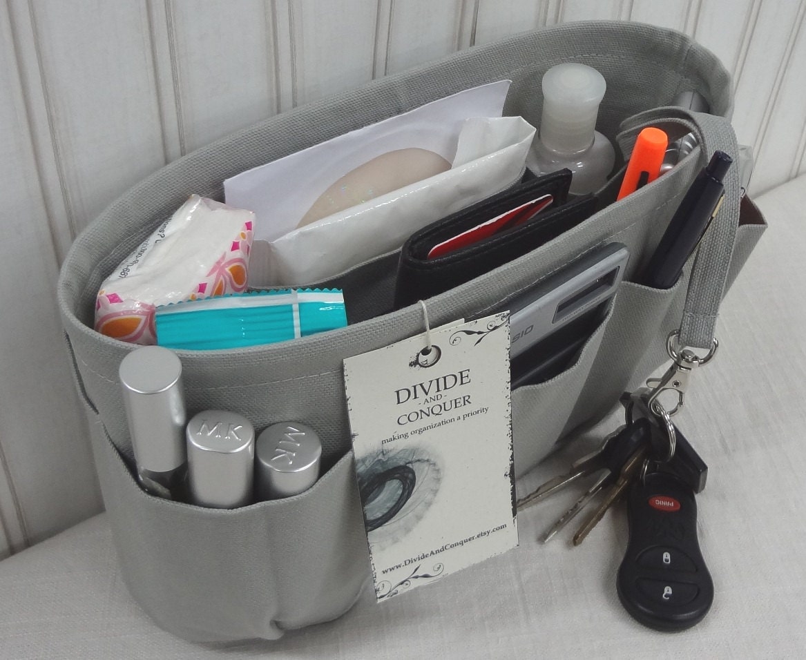 Purse ORGANIZER insert SHAPER / With Swivel Snap / You choose the color & size / Extra STURDY / 5 Sizes Available