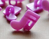 Purple Music Note Button - plastic button w/ shank - 10pcs