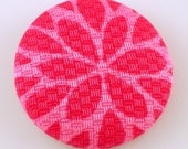 Large Round Pink Sewing Button - Fabric Covered Button w/ Shank - 1.5 inch