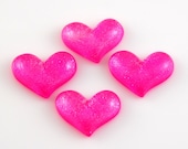 Large Glittery Pink Heart Shaped Resin Flatbacks