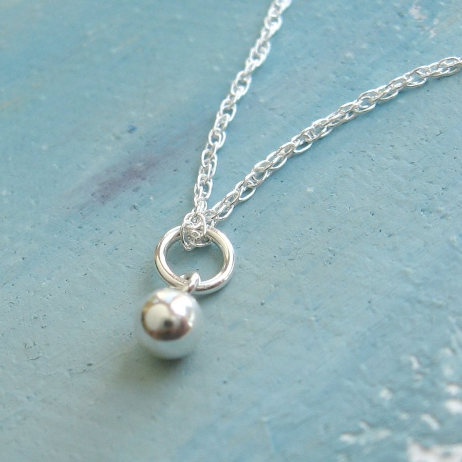 Small Sterling Silver Necklace - Molecule - tiny sterling silver drop accent necklace