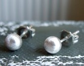 Sterling Silver Post Earrings ( 5mm )Simple Soft Sheen Stud Earrings  - small organic handmade sterling silver post earrings