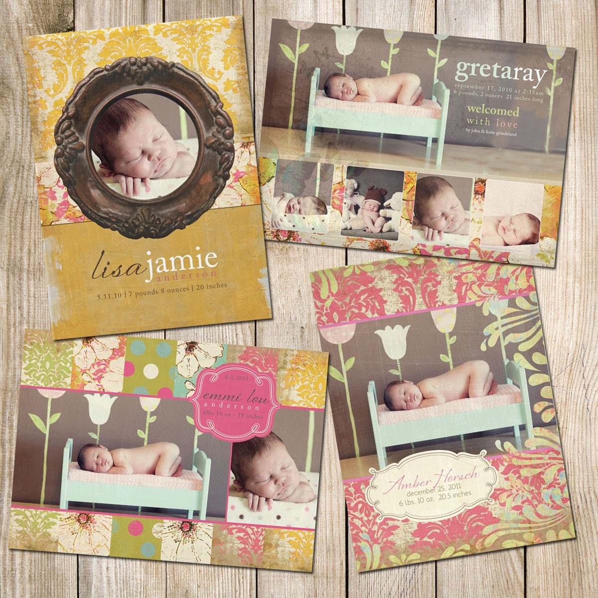 Baby Birth Announcement - PSD Template Set - BEAUTY BOX - 10 templates