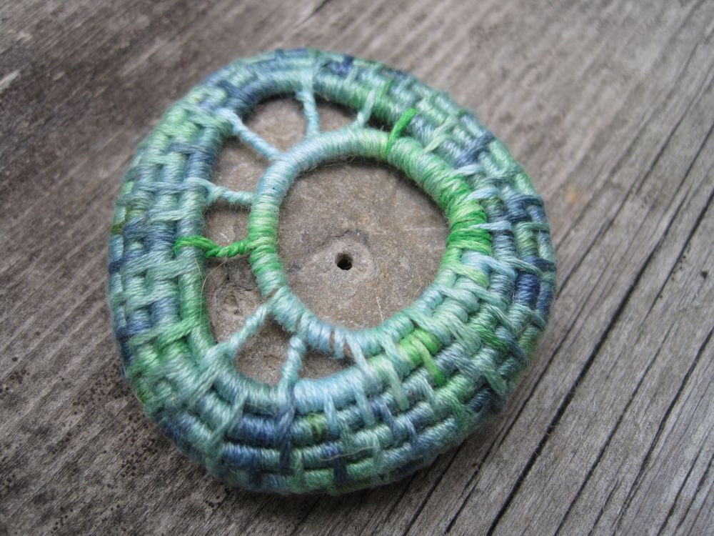 Natural Stone Art Cocoon Decoration- Wrapped Stone Organic Stone Sculpture - Folk Art Coiled Basket Unique Art