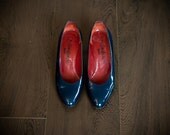 VTG Yves Saint Laurent Patent Red White Blue Heels 6