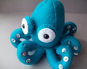 Octopus stuffed animal - Teal with silver