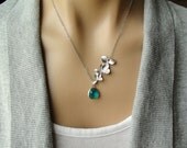 Orchid Trio in Sea Green Necklace -  gift,  wedding, mother, sister, daughter, wife, bridesmaid, romantic