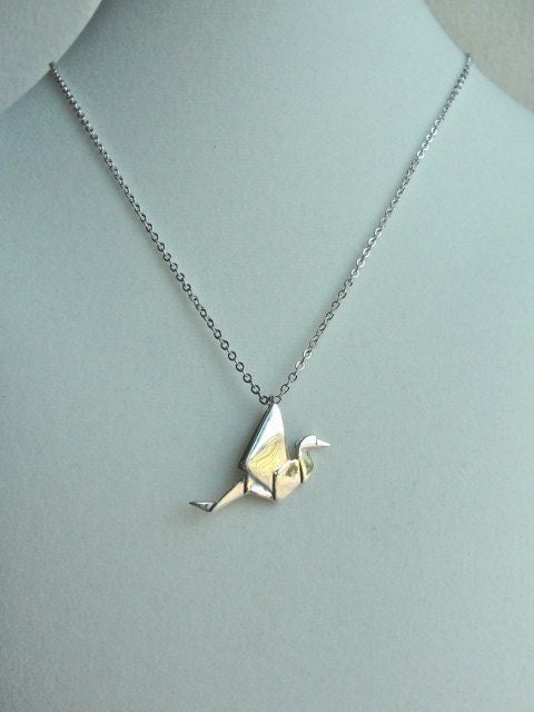Sterling Silver Origami Crane Necklace