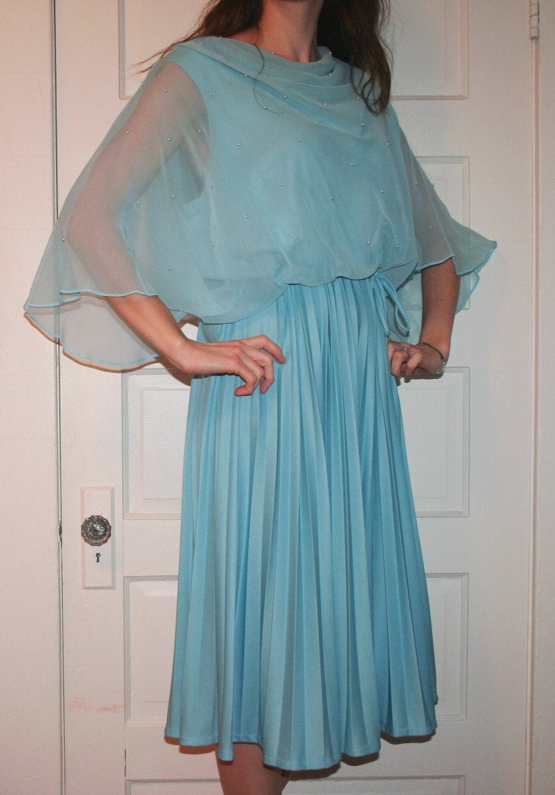Vintage 60s Sheer Dress Baby Blue (S)