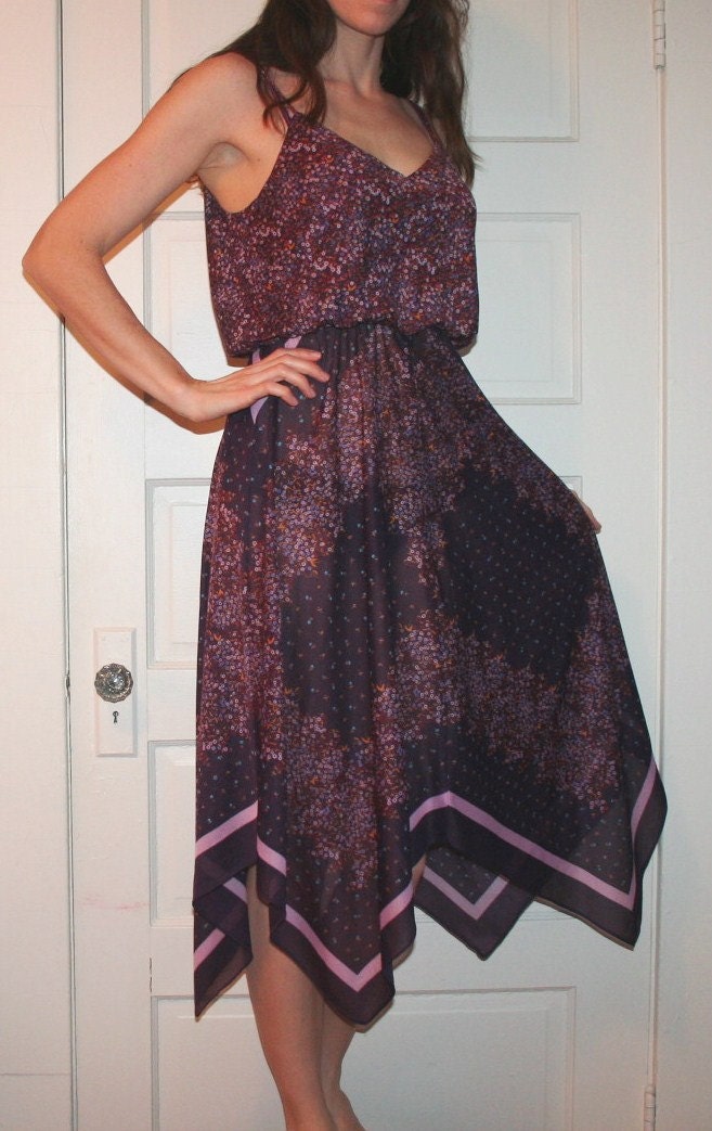 Vintage Dress 70s Sheer Spaghetti Strap (Sz S)