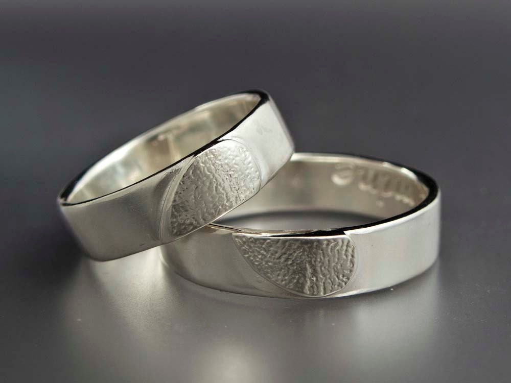 Heart Wedding Ring Set - We Hold One Heart in Sterling Silver