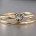 14k Gold and White Sapphire Wedding Ring Set - Thin Engagement Ring and Wedding Band in yellow or white gold