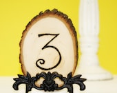 Tree Slice Table Numbers - Set of 12/WITH 12 basic gold easels