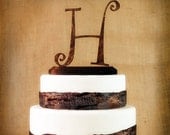 Rustic Wooden Monogram Cake topper woodsy, woodland, rustic theme