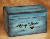 Large Rustic Personalized Card Box for Wedding Cards with card slot