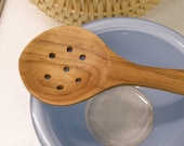Round Spoon with Holes Cherry Wood