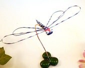 Dragonfly on the Green Single Handmade in Blues