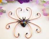 Black Spider Pendant Handmade Iridescent