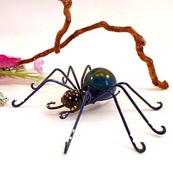 Large Blue Spider Handmade Shooter Marble Bad Bob