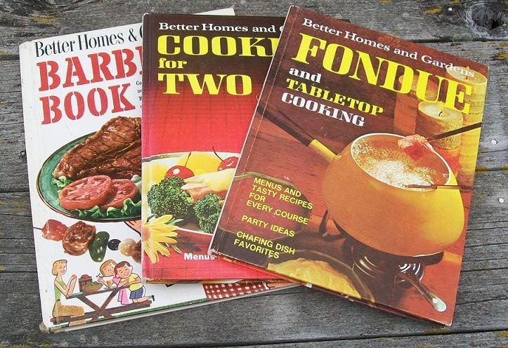 Vintage 3 Better Homes & Gardens Cook Books Barbecue Fondue Cooking for Two 1950s 1970s
