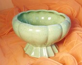 50's Deco Pedestal Planter in Sage